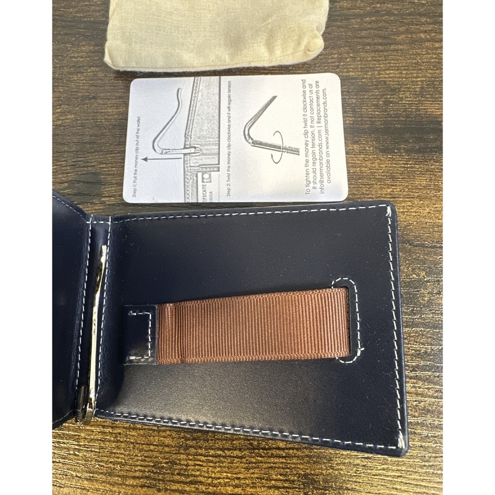 Serman Brands Leather RFID Blocking Slim Bifold Wallet Altlantic Blue Minimalist - Picture 7 of 14